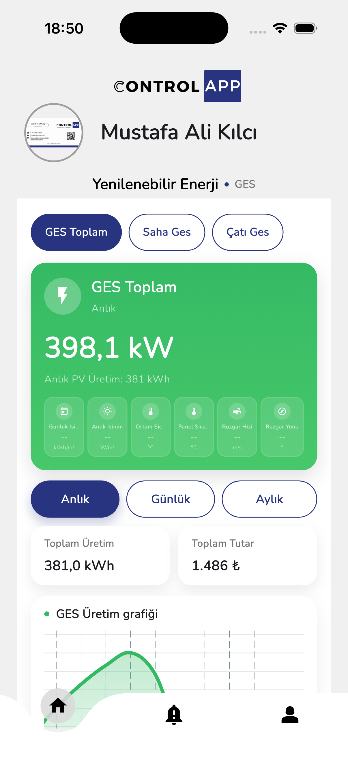 ControlApp — GES Üretim