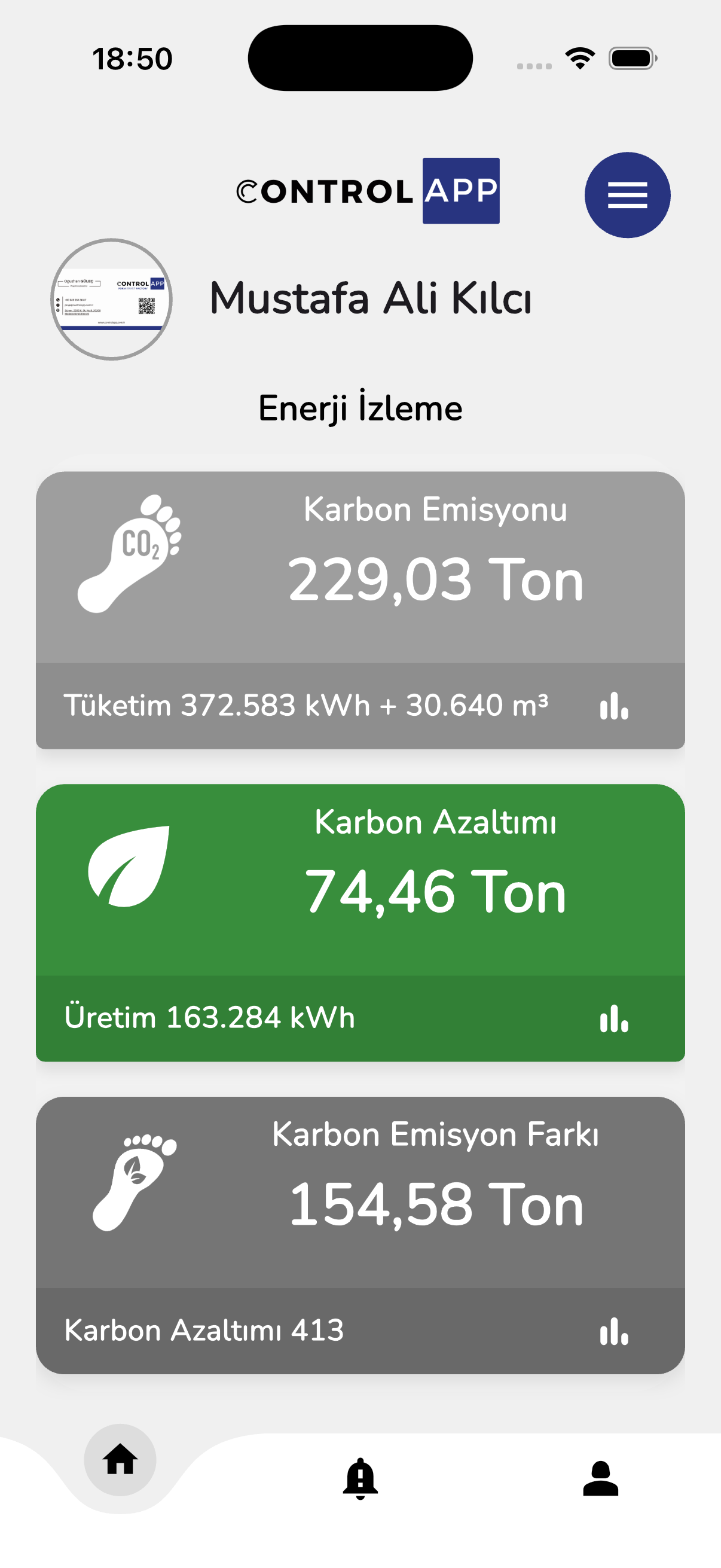 ControlApp — Karbon Emisyonu